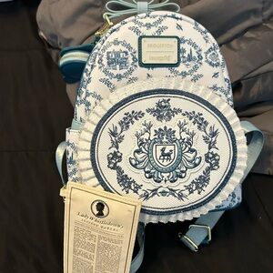 Loungefly Bridgerton Blue and Cream Toile Backpack w/ Matching Wallet